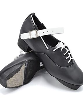 Gavin By Fay's Irish Dance Hard Shoe with white strap - Jig, Heavy shoe, UK 6.5